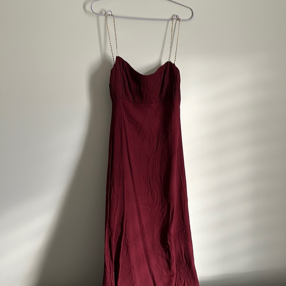 Reformation “Gray” burgundy midi dress with crystal straps - Picture 5 of 6